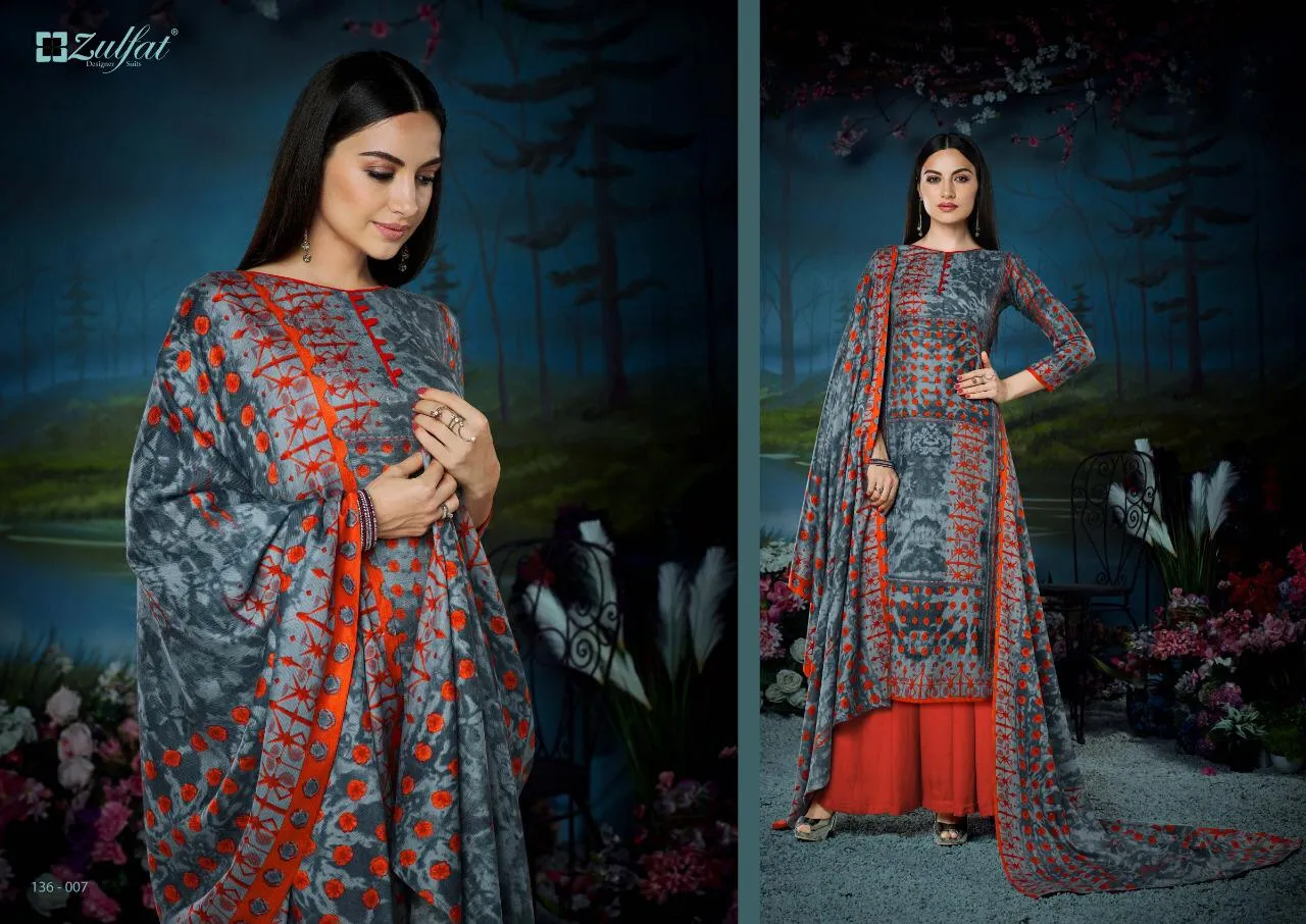 Zulfat Designer Suits Presents Winter Fantasy Pashmina Printed Fancy Designer Salwar Kameez