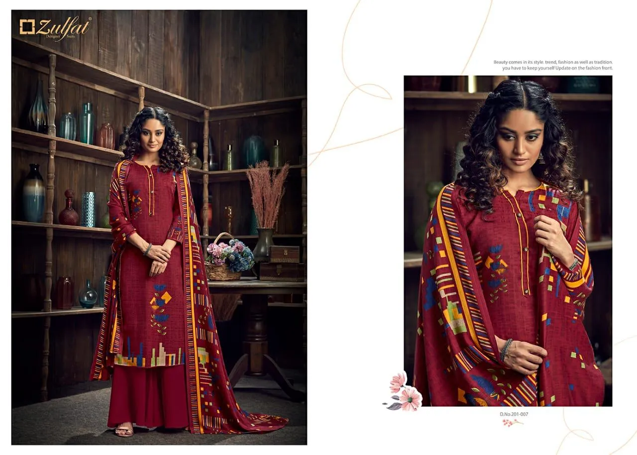 Zulfat Designer Suits Winter Magic Pure Pashmina Printed Fancy Designer Salwar Kameez