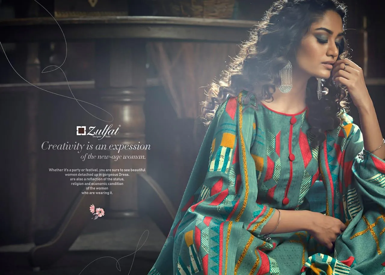 Zulfat Designer Suits Winter Magic Pure Pashmina Printed Fancy Designer Salwar Kameez